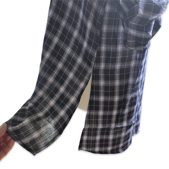 Andrée by Unit Womens Plaid Floral Embroidered Tunic Blouse Blue Sm 3/4 Sleeve - Picture 10 of 11